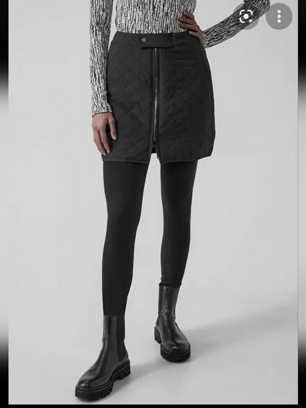 Athleta Apres Ski Skirt BLACK Zipper Quilted Puffer 985691 Women's 16 Pockets
